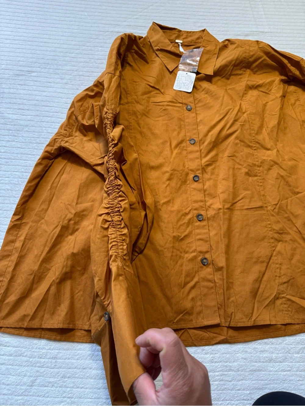 Free People Rust Orange Button-Up Blouse oversized